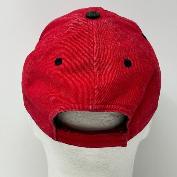 Vintage 90s Tampa Bay Buccaneers Hat Cap Red Bleach Spotted Tie Dye Strapback - Picture 3 of 9